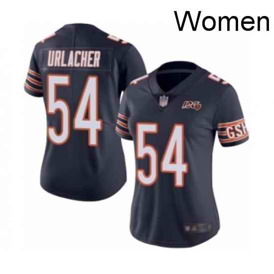 Womens Chicago Bears 54 Brian Urlacher Navy Blue Team Color 100th Season Limited Football Jersey